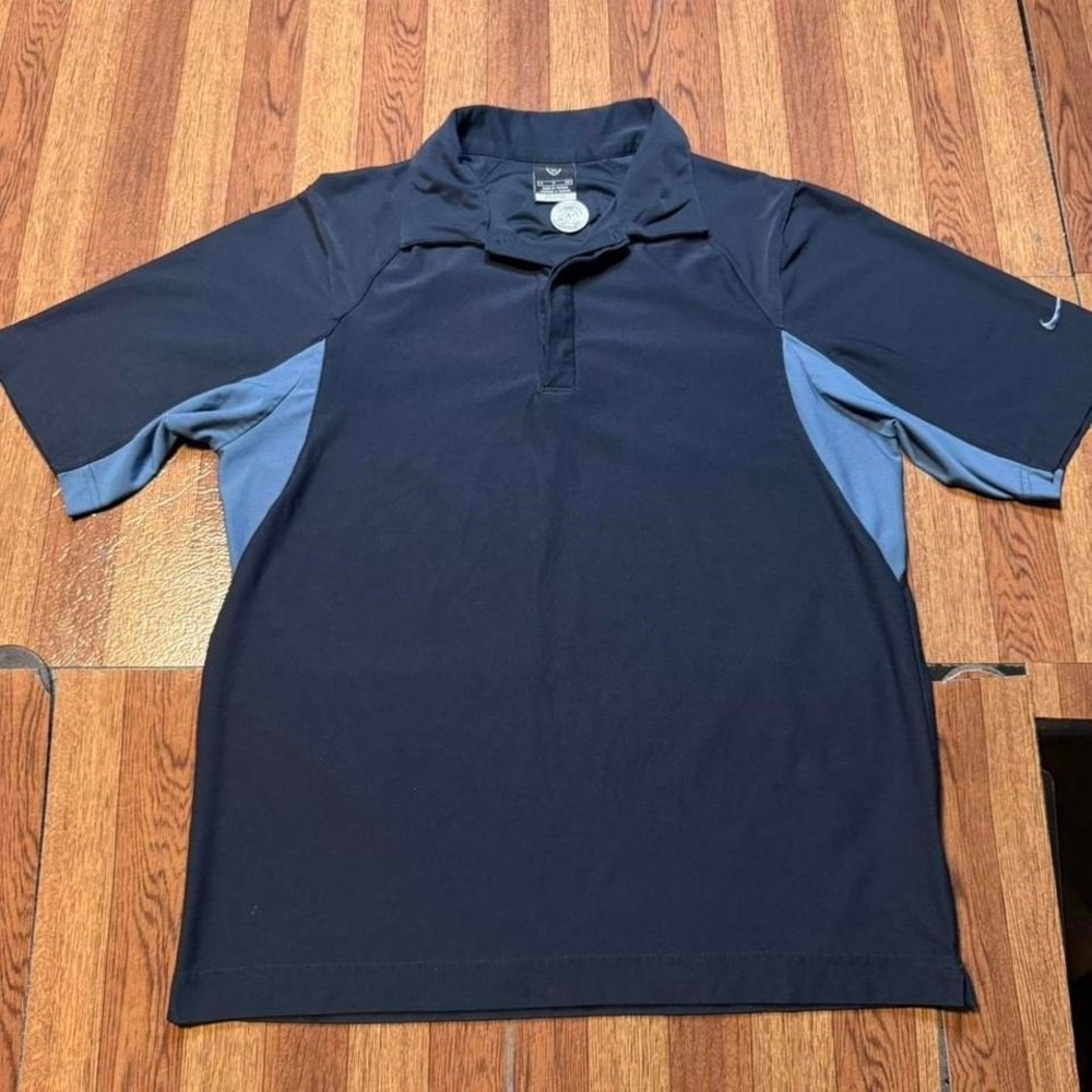 Nike Blue Vintage Dri UV Retro Tech Sportswear Golf Polo Button Shirt Small